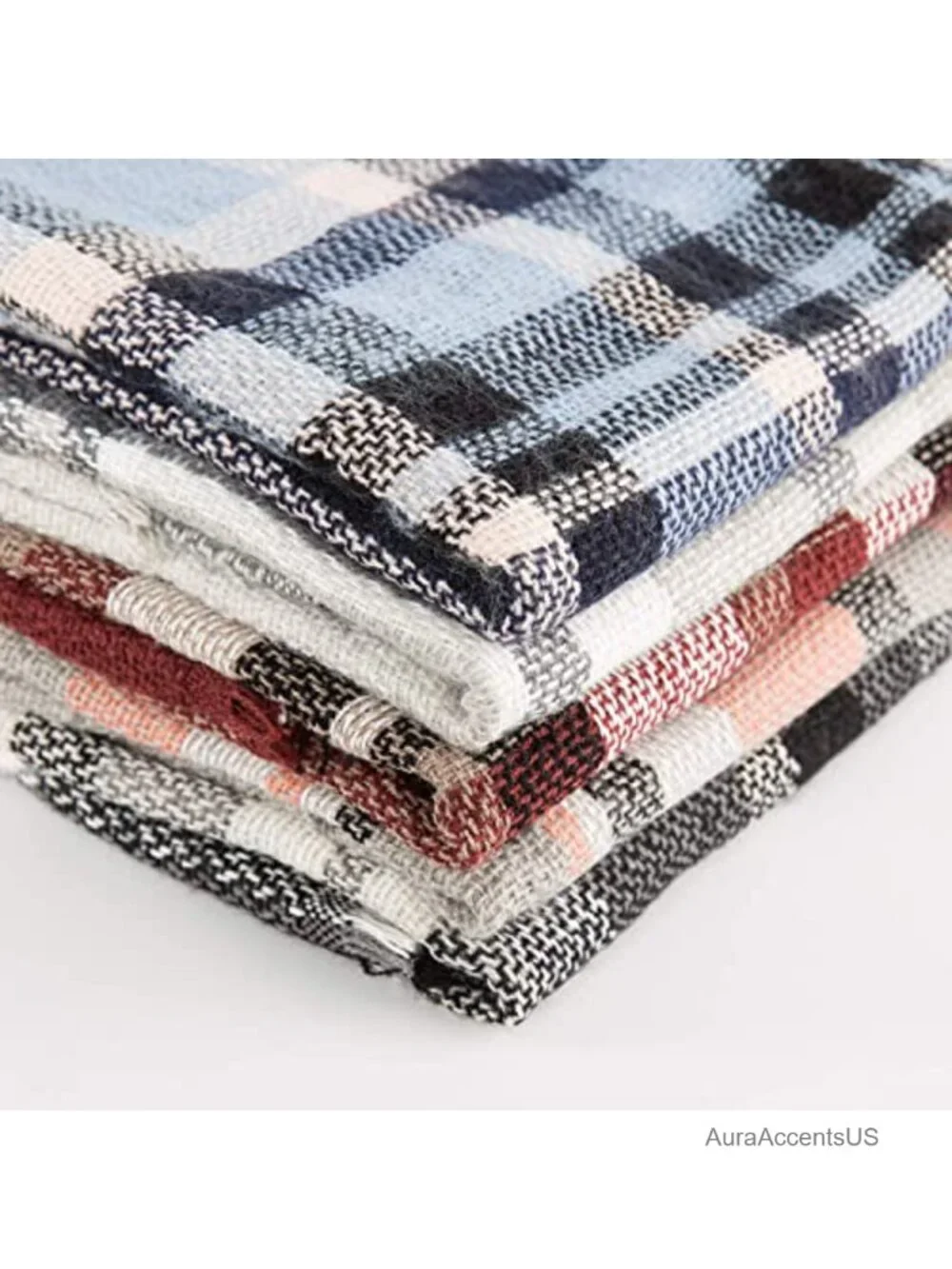 Surblue Wool Plaid Shawl Wrap Winter Scarf One Size